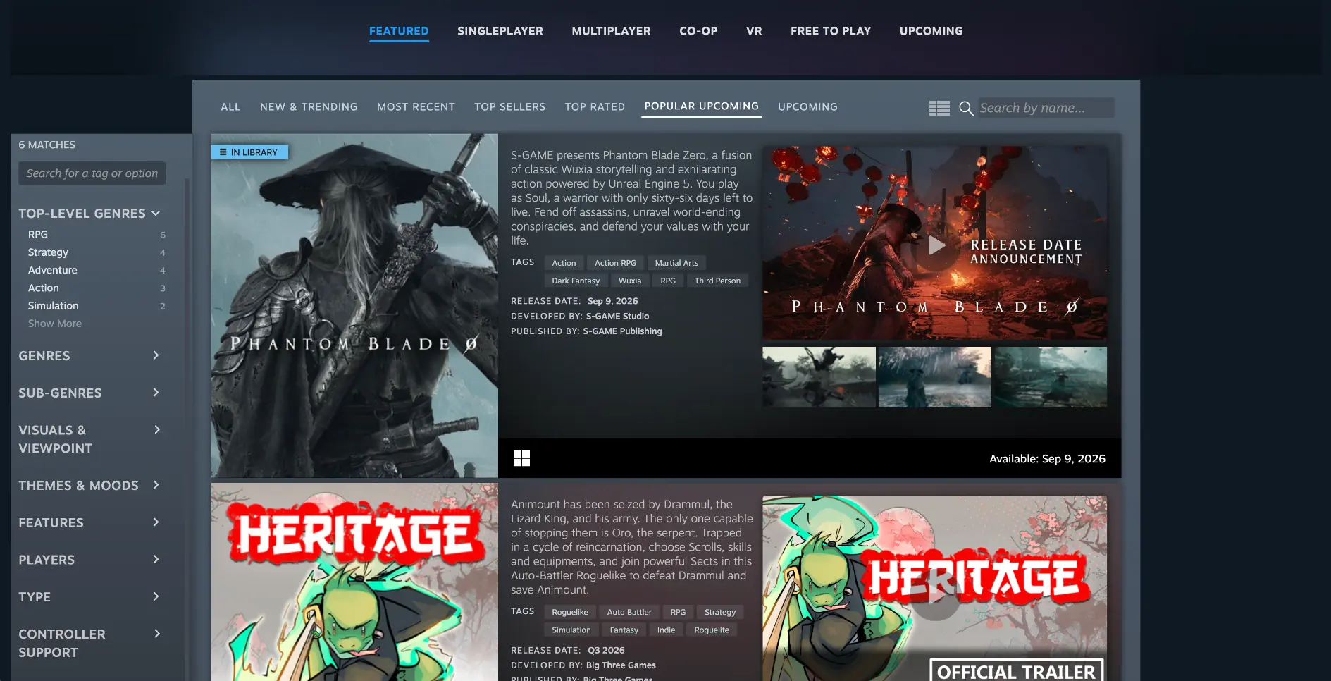 Steam武侠分类说明