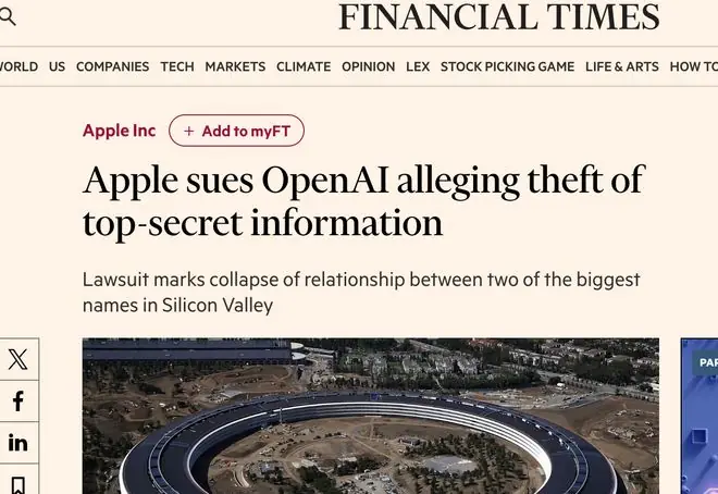 苹果起诉OpenAI